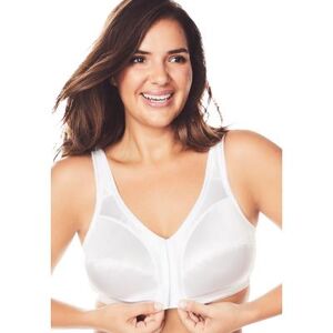 Plus Size Women's Front-Close Satin Wireless Bra by Comfort Choice in White (Size 40 DD)