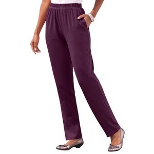 Plus Size Women's Straight-Leg Soft Knit Pant by Roaman's in Dark Berry (Size 5X) Pull On Elastic Waist