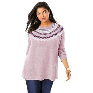 Plus Size Women's Fair Isle Pullover Sweater by Roaman's in Blush Classic Fair Isle (Size 26/28)