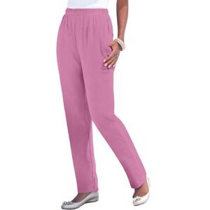 Plus Size Women's Straight-Leg Soft Knit Pant by Roaman's in Mauve Orchid (Size 6X) Pull On Elastic Waist