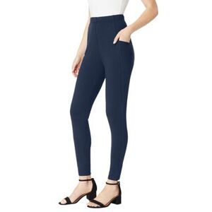 Plus Size Women's Side-Pocket Essential Legging by Roaman's in Navy (Size 42/44)