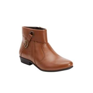 Women's The Terri Leather Bootie by Comfortview in Dark Cognac (Size 10 1/2 M)