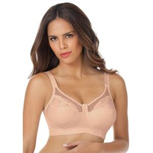 Plus Size Women's Embroidered Wireless Bra by Elila in Nude (Size 54 DD/E)