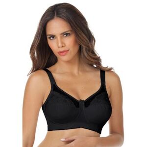 Plus Size Women's Embroidered Wireless Bra by Elila in Black (Size 48 D)