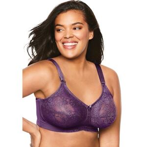 Plus Size Women's Lace Soft Cup Bra by Elila in Aubergine (Size 46 F)