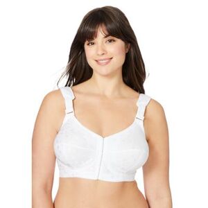 Plus Size Women's Jacquard Front-Close Wireless Bra by Elila in White (Size 50 F)