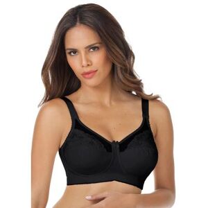 Plus Size Women's Embroidered Wireless Bra by Elila in Black (Size 44 C)