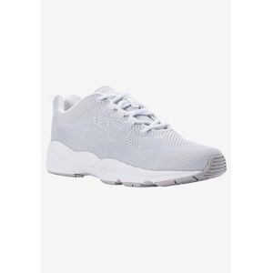 Wide Width Women's Stability Fly Sneaker by Propet in White Silver (Size 9 W)