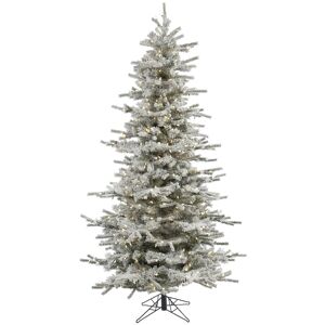 Vickerman 4.5' Flocked Sierra Fir Slim Artificial Christmas Tree with 250 Warm White Led Lights - White