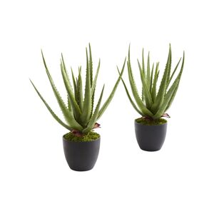 Nearly Natural Aloe Artificial Plant, Set of 2 - Green