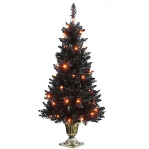 National Tree Company 4' Entrance Tree with String of Lights - Black