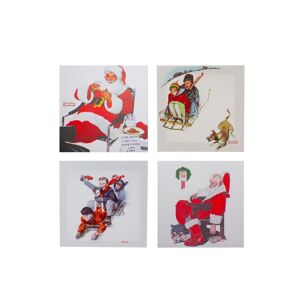 Northlight Norman Rockwell Classic Christmas Scene Canvas Prints, Set of 4 - White