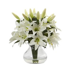 Nearly Natural Lily Silk Arrangement - White