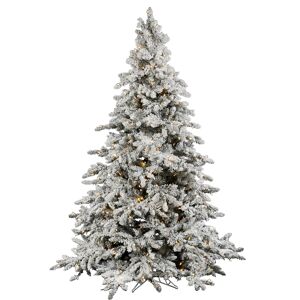 Vickerman 6.5' Flocked Utica Fir Artificial Christmas Tree with 600 Warm White Led Lights - White