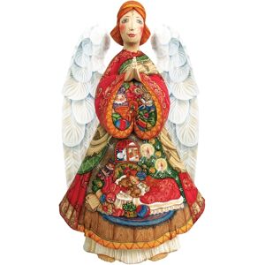 G.DeBrekht Woodcarved and Hand Painted Night Before Christmas Angel Santa Figurine - Multi