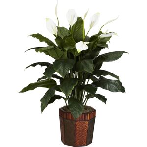 Nearly Natural Spathiphyllum w/ Vase Silk Plant - Green