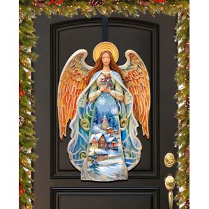 Designocracy Guardian Angel Christmas Door Hanger Wooden Door Decor G. DeBrekht - Multi Color