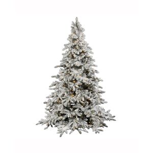 Vickerman 7.5' Flocked Utica Fir Artificial Christmas Tree with 850 Warm White Led Lights - White