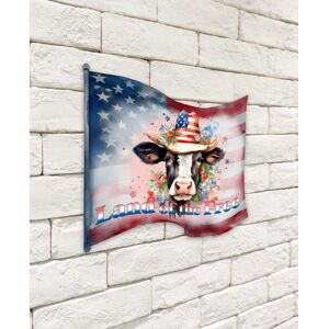 Designocracy Holiday Wooden Door Hanger Welcome Sign Land of the Free Flag G. DeBrekht - Multi Color