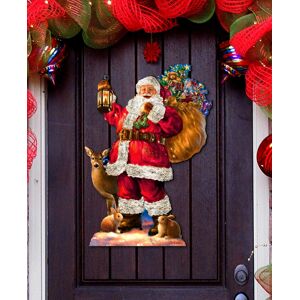 Designocracy Woodland Santa Christmas Wooden Door Hanger Door Decor G. DeBrekht - Multi Color