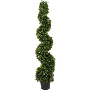 Vickerman 4' Artificial Potted Green Boxwood Spiral Tree