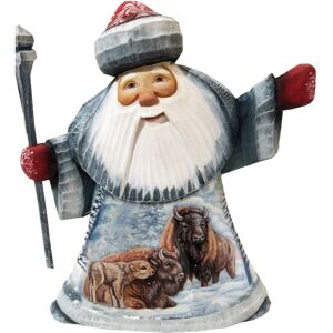 G.DeBrekht Woodcarved and Hand Painted Santa Buffalo Father Frost Santa Figurine - Multi