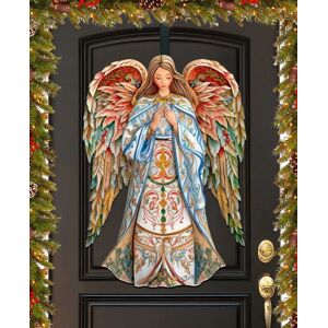 Designocracy Elegant Angel of Hope Christmas Wooden Door Decor Door Hanger G. DeBrekht - Multi Color