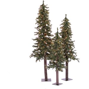 Vickerman 4' 5' 6' Natural Alpine Artificial Christmas Tree Set with 500 Clear Lights - Green