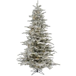 Vickerman 7.5' Flocked Sierra Fir Artificial Christmas Tree with 750 Warm White Led Lights - White