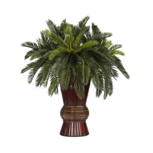 Nearly Natural Cycas w/ Bamboo Vase Silk Plant - Green