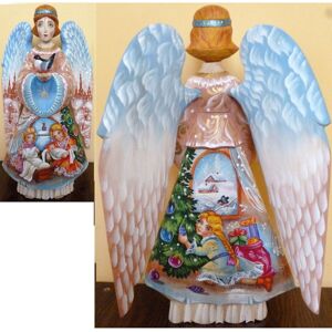 G.DeBrekht Woodcarved and Hand Painted Special Edition Nativity Angels Santa Figurine - Multi