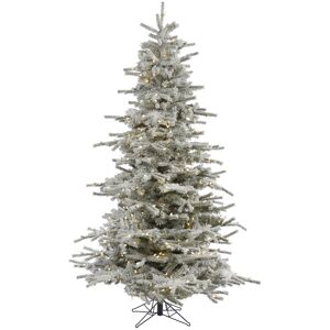 Vickerman 8.5' Flocked Sierra Fir Artificial Christmas Tree with 850 Warm White Led Lights - White