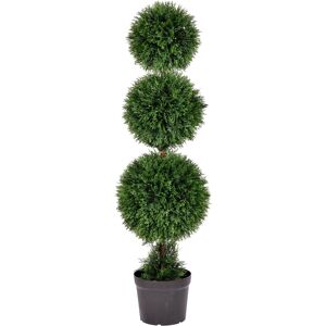 Vickerman 4' Artificial Potted Triple Ball Green Cedar Topiary