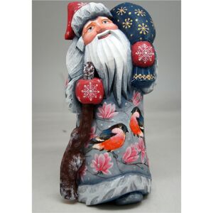 G.DeBrekht Woodcarved and Hand Painted Red Robbin Santa Masterpiece Signature Figurine - Multi