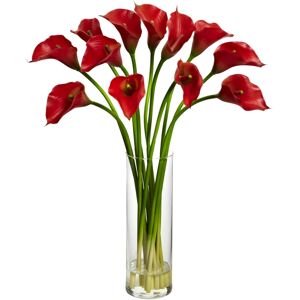 Nearly Natural Mini Calla Lily Silk Flower Arrangement - Red