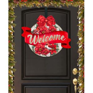 Designocracy Christmas Wreath Christmas Wooden Door Decor Welcome Sign G. DeBrekht - Multi Color