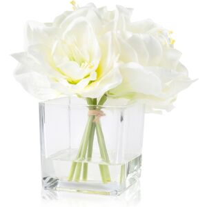 Trademark Global Pure Garden Cream Lily Floral Arrangement With Glass Vase, 8.5