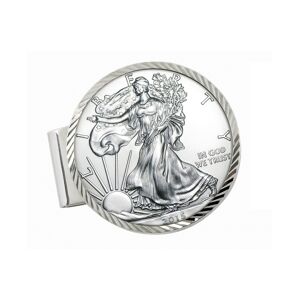 American Coin Treasures Men's American Coin Treasures Sterling Silver Diamond Cut Coin Money Clip with American Silver Eagle Dollar - Silver