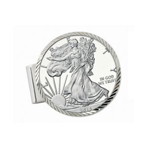 American Coin Treasures Men's American Coin Treasures Sterling Silver Diamond Cut Coin Money Clip with Proof American Silver Eagle Dollar - Silver