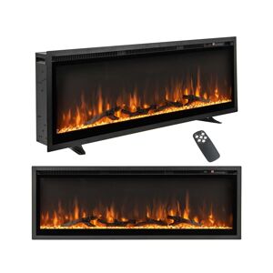 Costway 50'' Electric Fireplace Recessed Wall Mounted Freestanding with Remote Control - Black