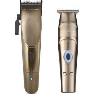 StyleCraft Professional Rogue Professional 9V Magnetic Motor Cordless Clipper and Trimmer Combo Set - Matte Gunmetal - Metallic Gunmetal