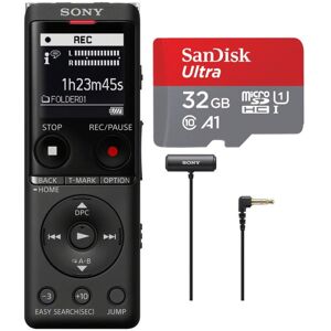 Sony Icd-UX570 Series UX570 Digital Voice Recorder (Black) with 32GB Card Bundle - Black