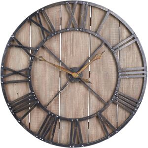 Household Essentials Roman Numerals Vintage Wall Clock - Barnwood