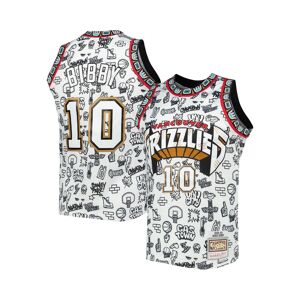 Mitchell & Ness Men's Mitchell & Ness Mike Bibby White Vancouver Grizzlies 1998-99 Hardwood Classics Doodle Swingman Player Jersey - White