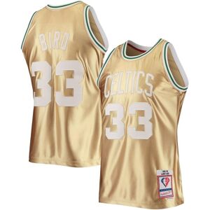 Men's Mitchell & Ness Larry Bird Gold Boston Celtics 75th Anniversary 1985-86 Hardwood Classics Swingman Jersey - Gold