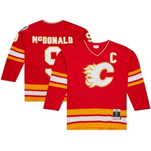 Men's Mitchell & Ness Lanny McDonald Red Calgary Flames Captain Patch 1988/89 Blue Line Player Jersey - Red