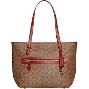 Coach Signature Coated Canvas Taylor Tote with C Dangle Charm - Tan Rust