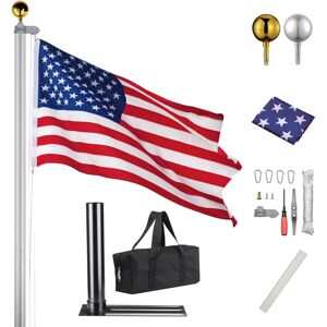 Yescom 25FT Aluminum Flagpole Kit with Tire Mount Base Flag Ball Top Travel Car - Natural