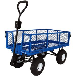 Sunnydaze Decor Large Heavy-Duty Steel Garden Cart with Removable Sides - Blue - Blue