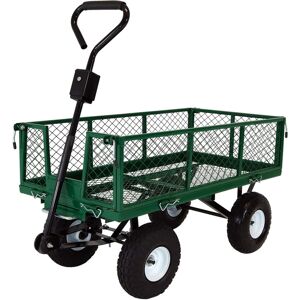 Sunnydaze Decor Large Heavy-Duty Steel Garden Cart with Removable Sides - Green - Green